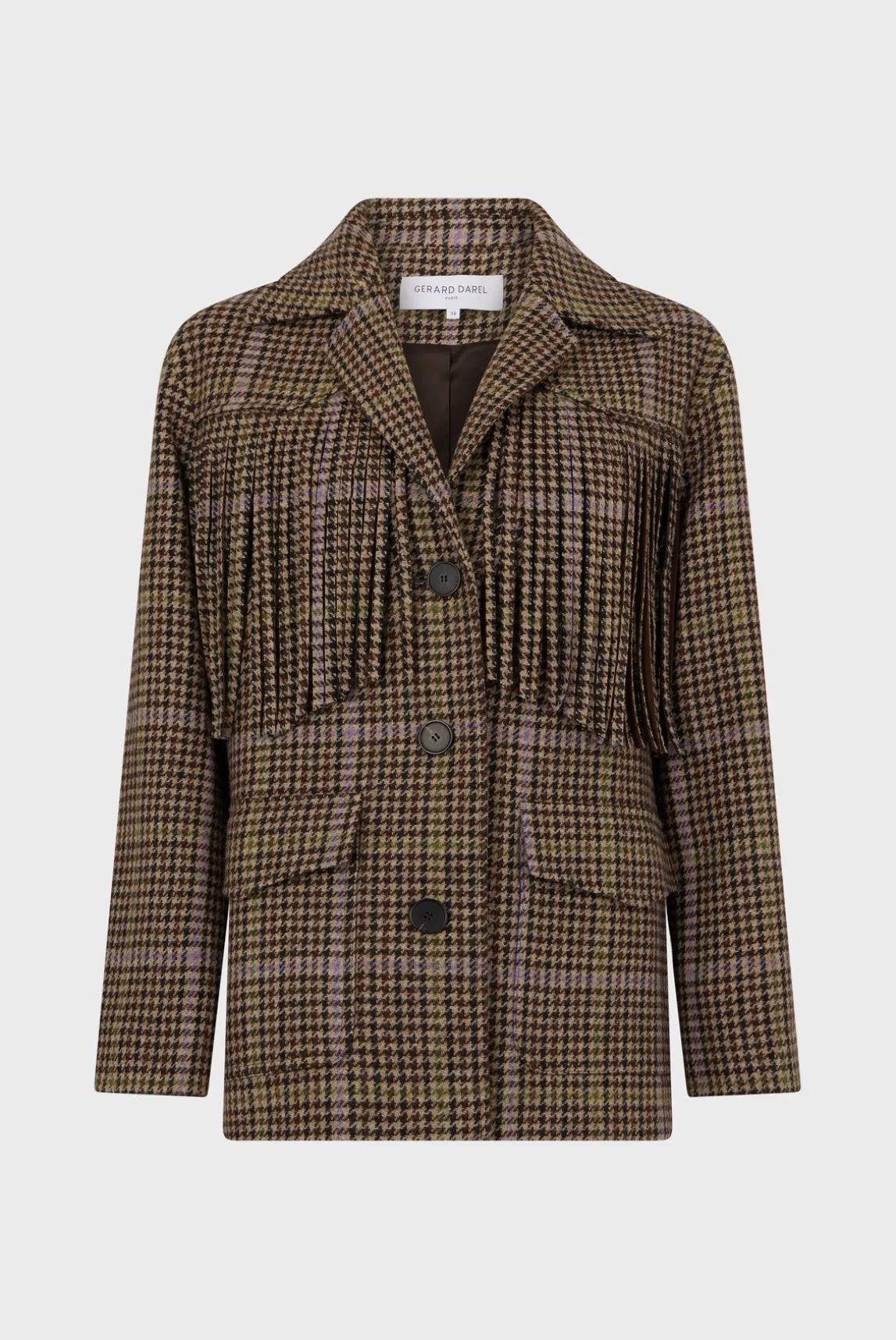 Fringed houndstooth jacket - MURIELLE
