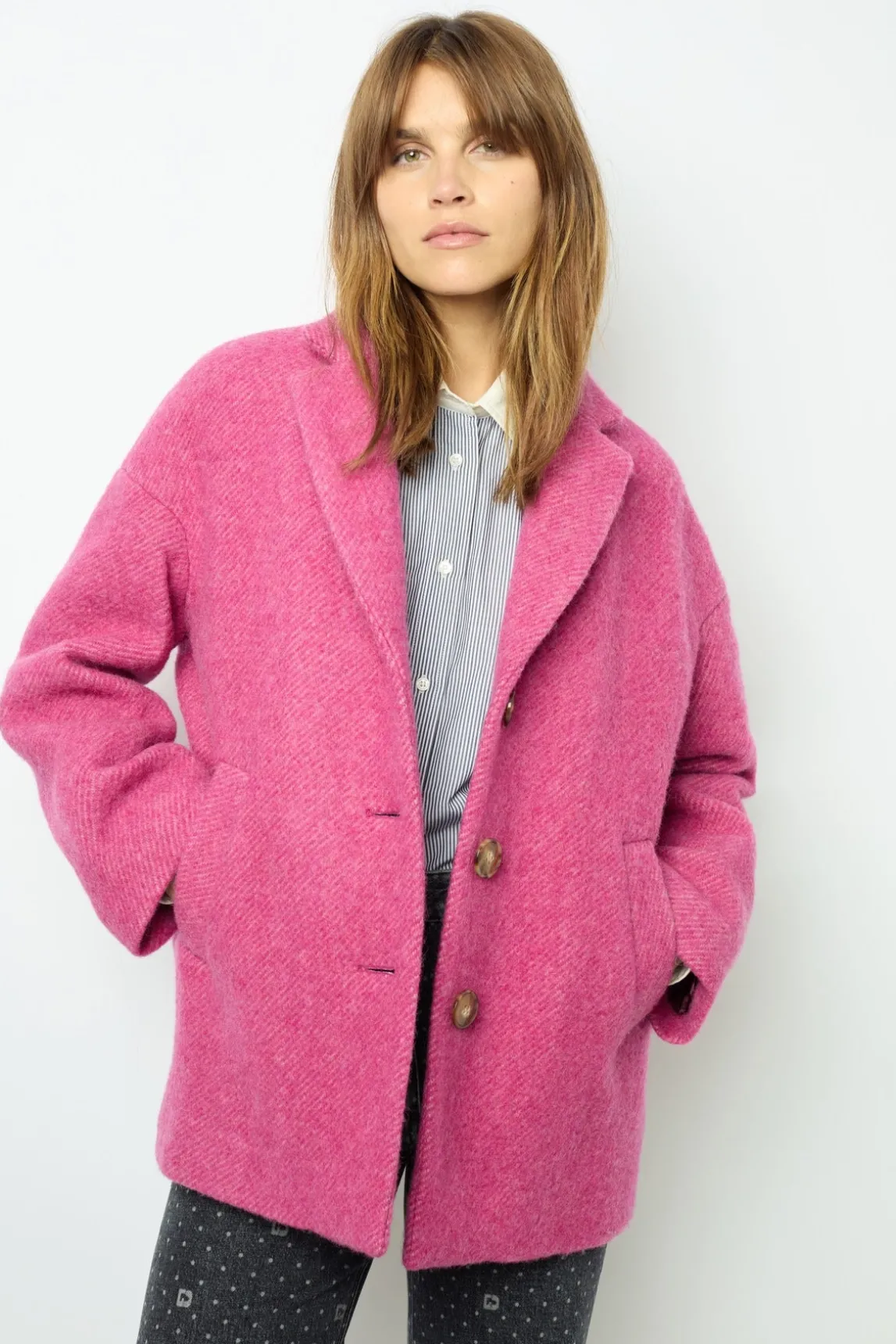 Fuchsia pink short coat - LINETTE