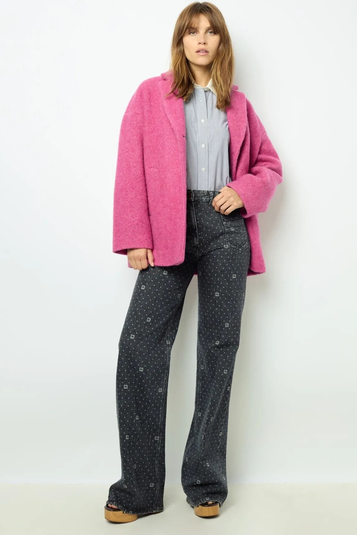 Fuchsia pink short coat - LINETTE