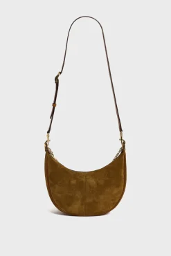 Half-moon bag in suede leather - LE SUZANNE
