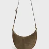 Half-moon bag in suede leather - LE SUZANNE