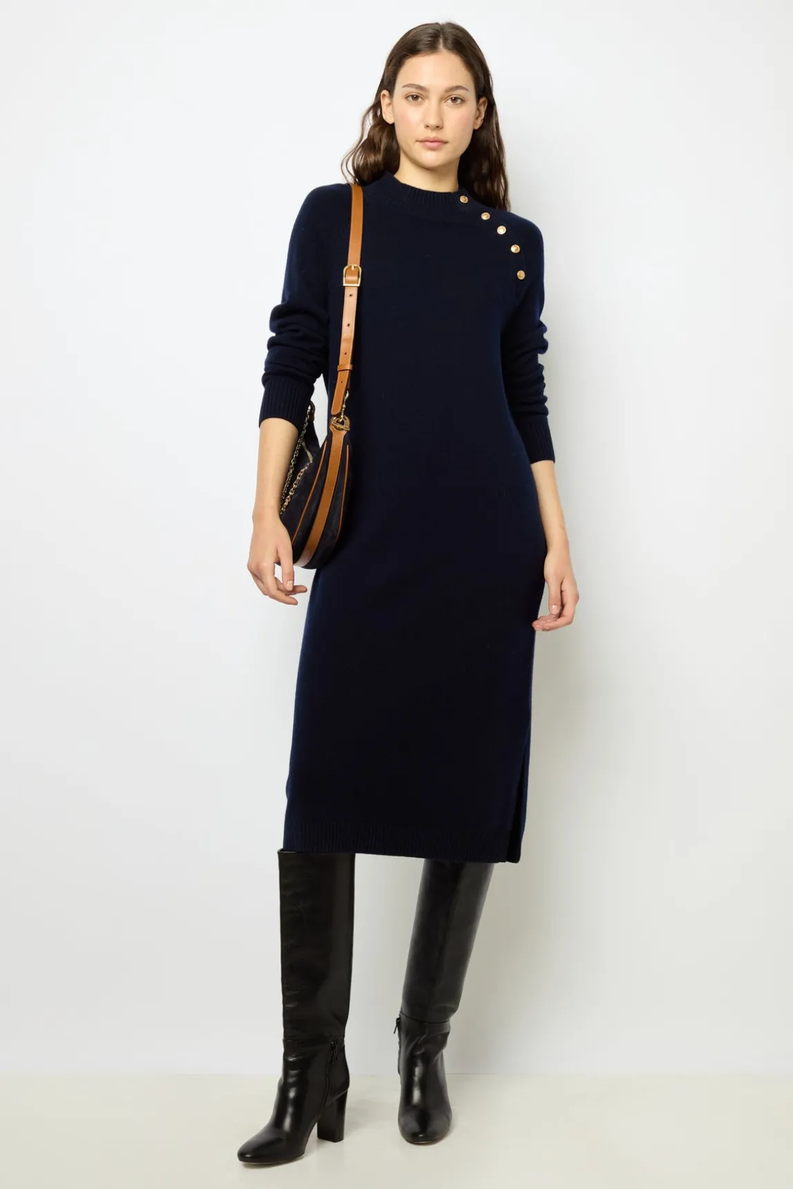 Half-moon bag in suede leather - LE SUZANNE