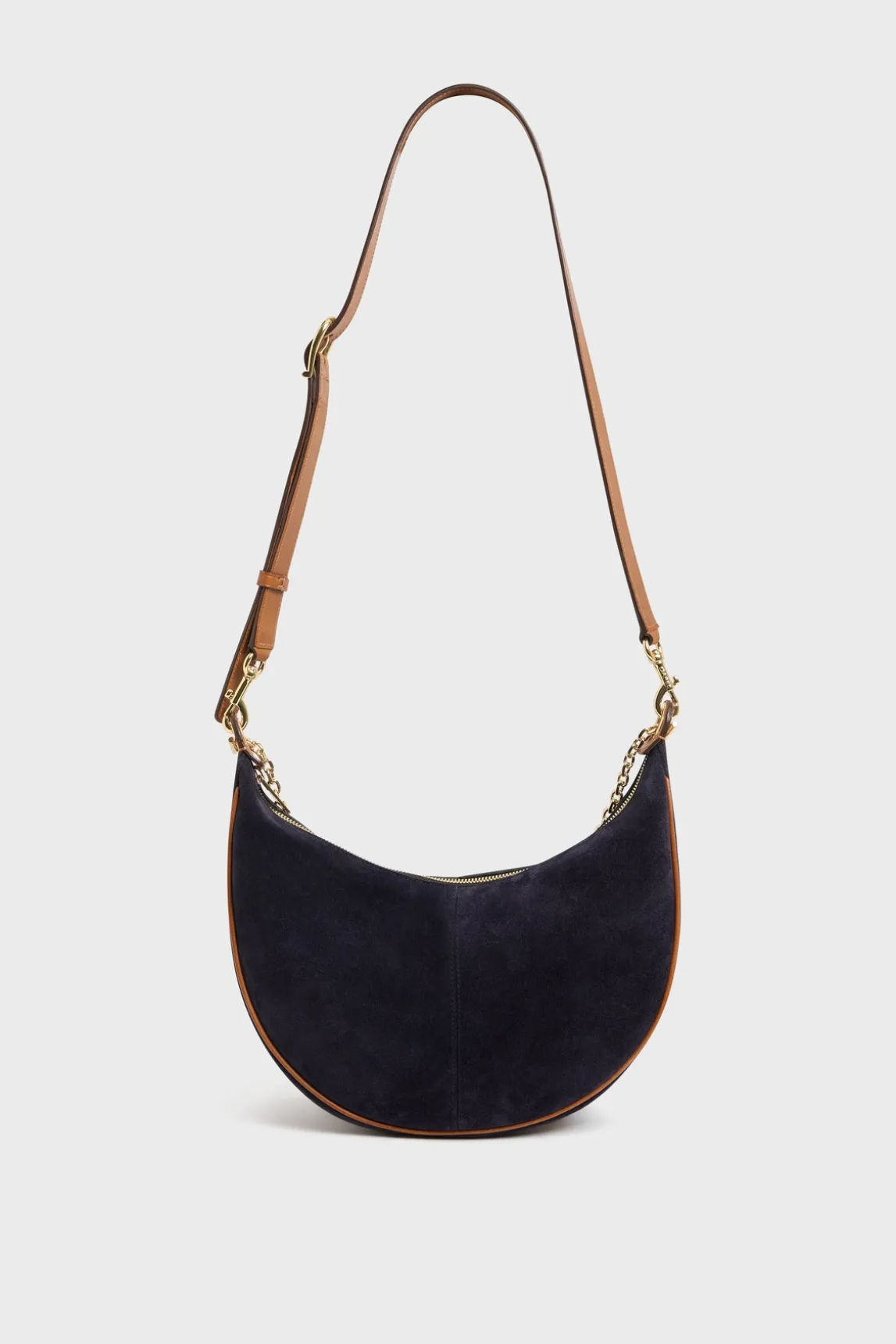 Half-moon bag in suede leather - LE SUZANNE