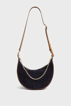 Half-moon bag in suede leather - LE SUZANNE