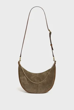 Half-moon bag in suede leather - LE SUZANNE
