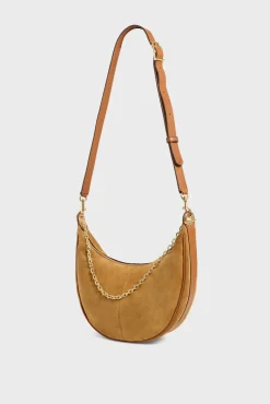 Half-moon bag in suede leather - LE SUZANNE