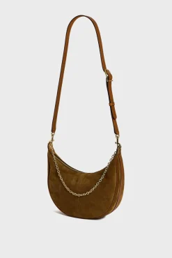 Half-moon bag in suede leather - LE SUZANNE