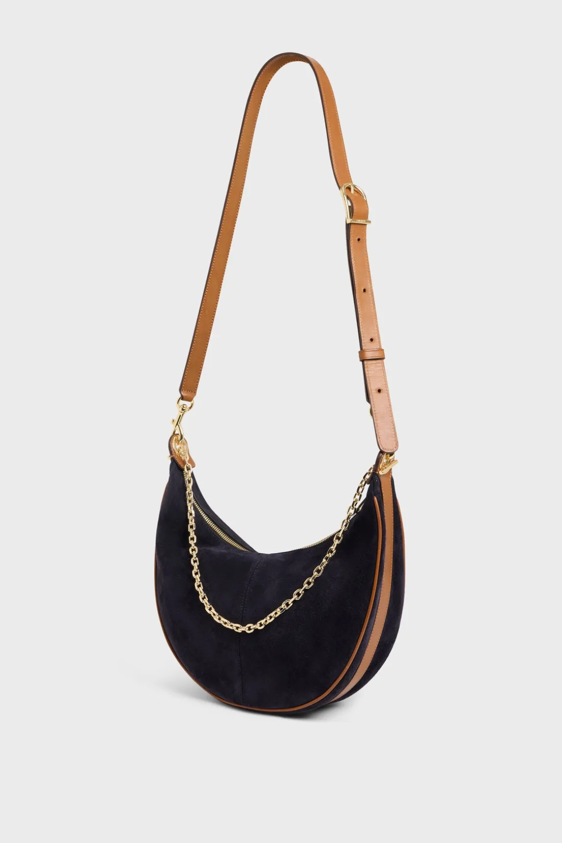 Half-moon bag in suede leather - LE SUZANNE