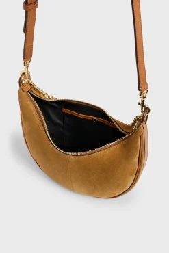 Half-moon bag in suede leather - LE SUZANNE