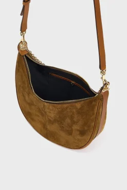 Half-moon bag in suede leather - LE SUZANNE