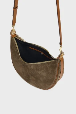 Half-moon bag in suede leather - LE SUZANNE
