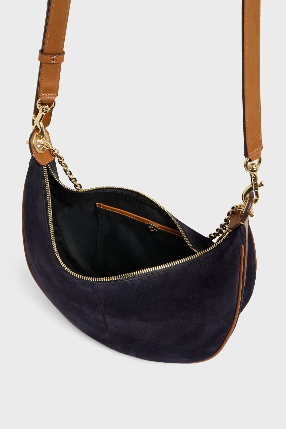 Half-moon bag in suede leather - LE SUZANNE