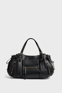Handbag in leather with zipped pocket - ST GERMAIN