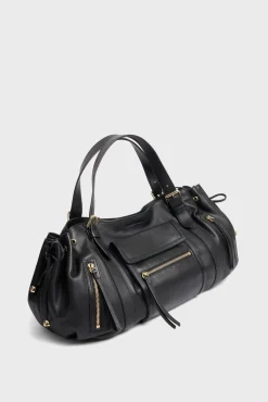 Handbag in leather with zipped pocket - ST GERMAIN
