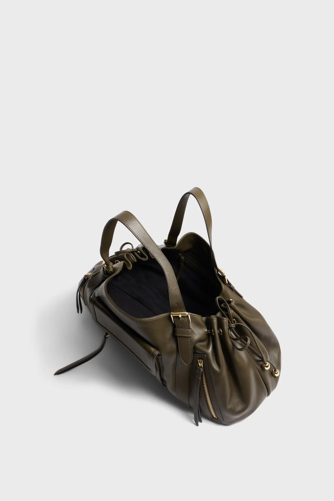 Handbag in leather with zipped pocket - ST GERMAIN