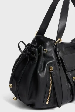 Handbag in leather with zipped pocket - ST GERMAIN