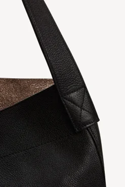 Hobo bag in grainy leather metallic inside - LADY
