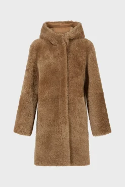 Hooded shearling straight coat - LELIE