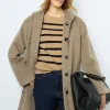 Hooded, straight cut wool and angora coat - LANELLE