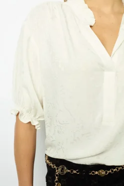 Jacquard blouse with ruffles - BEATRICE