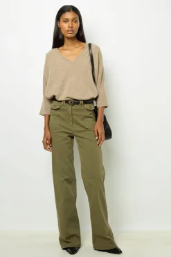 Khaki flared jeans - ANNA