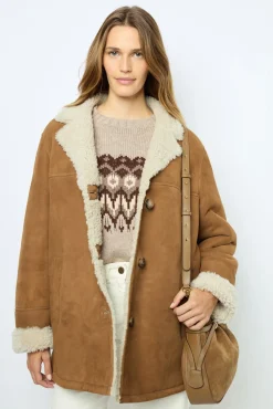 3/4 length shearling coat - LEONTINE