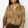 Leopard print blouse with lacing - BRISIA