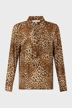 Leopard print blouse with lacing - BRISIA