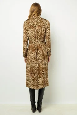 Leopard Print Maxi Dress with Lace-Up Detail - SIRENA