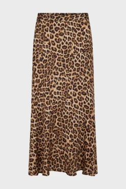 Leopard satin midi skirt - CONSTANCE