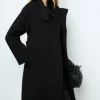 Long coat with belt and stand up collar - LOU
