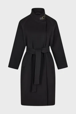Long coat with belt and stand up collar - LOU