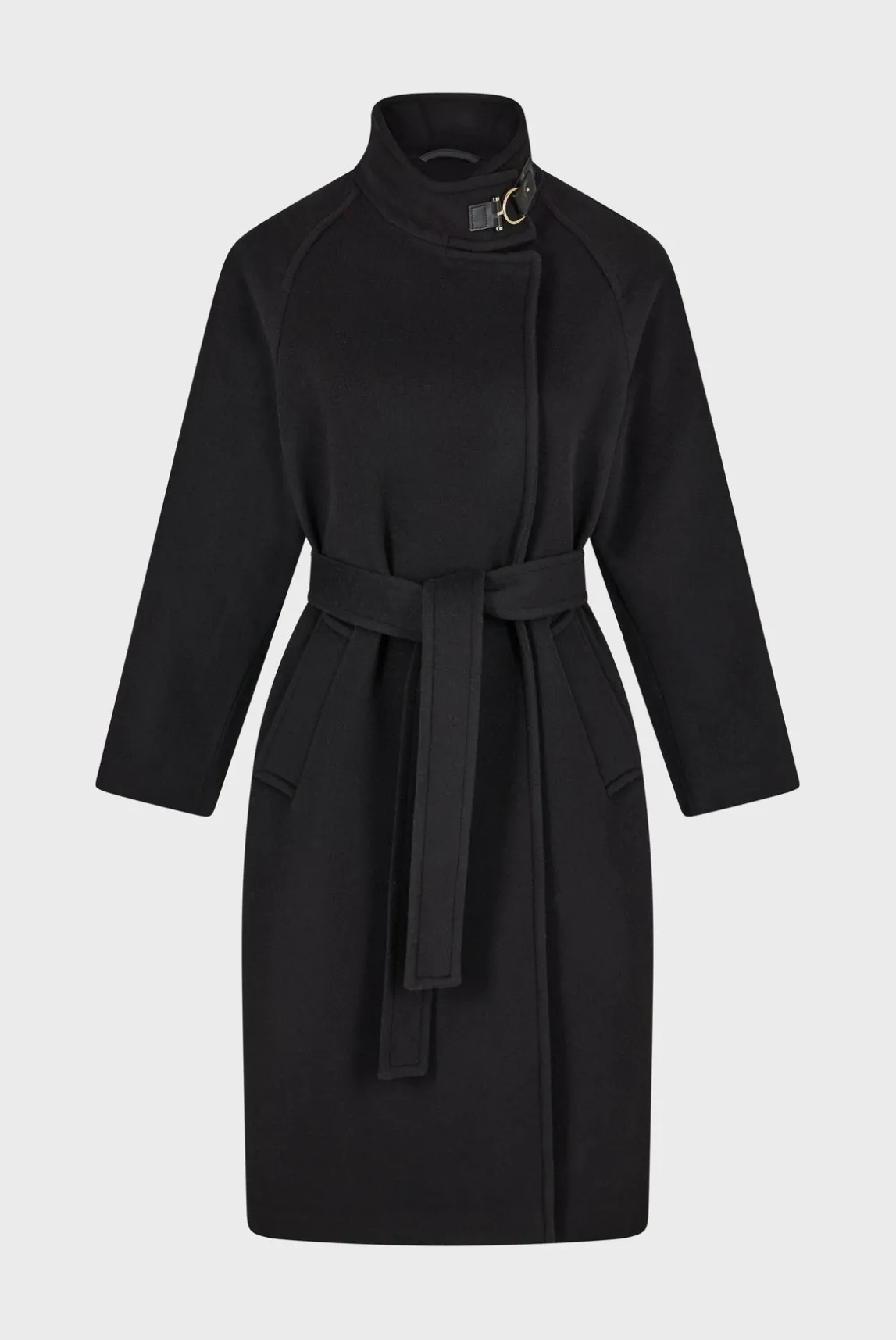 Long coat with belt and stand up collar - LOU
