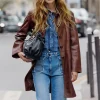 Long jacket in distressed leather - NALINHA