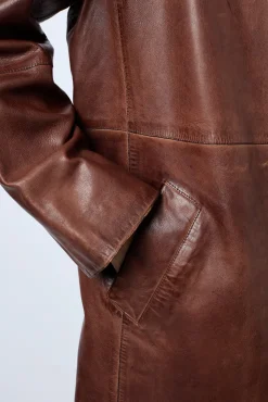 Long jacket in distressed leather - NALINHA