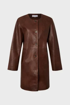 Long jacket in distressed leather - NALINHA