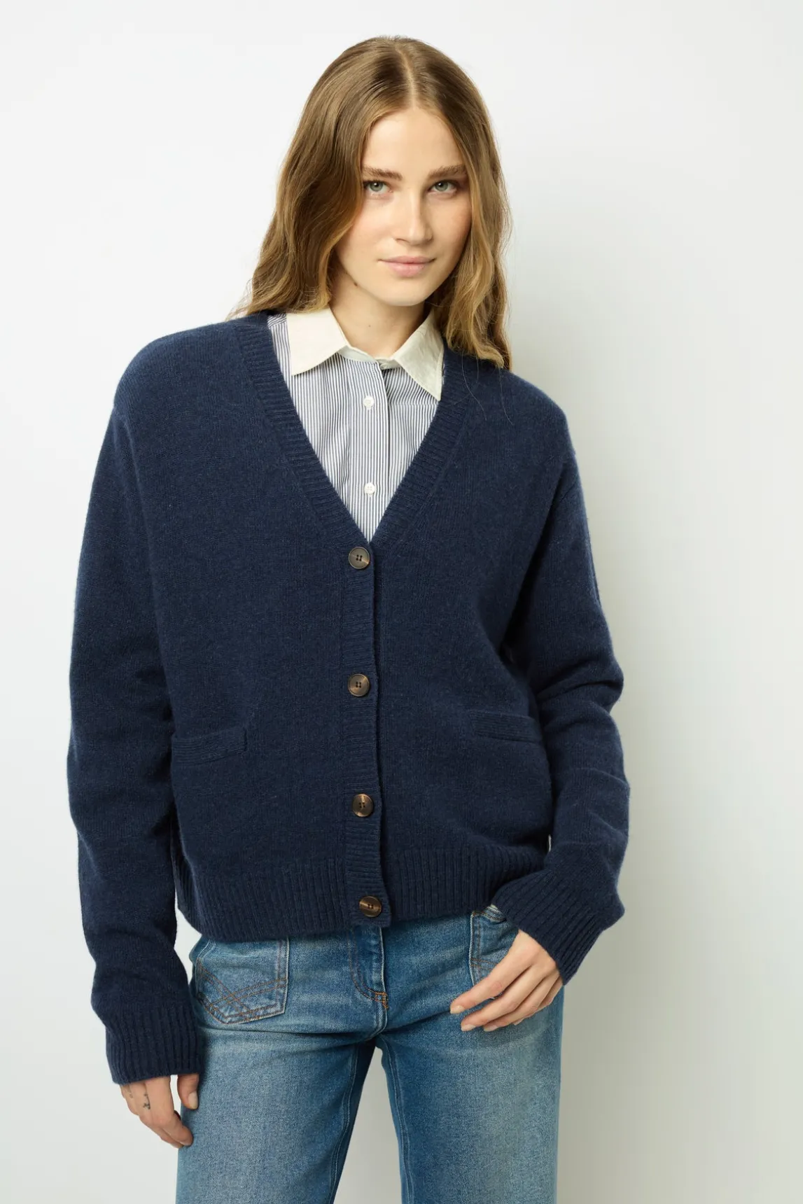 Loose-fitting V-neck cardigan - JEANETTE
