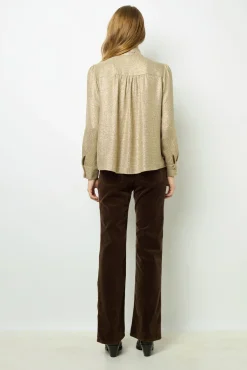 Lurex shirt with lavaliere collar - BESSIE