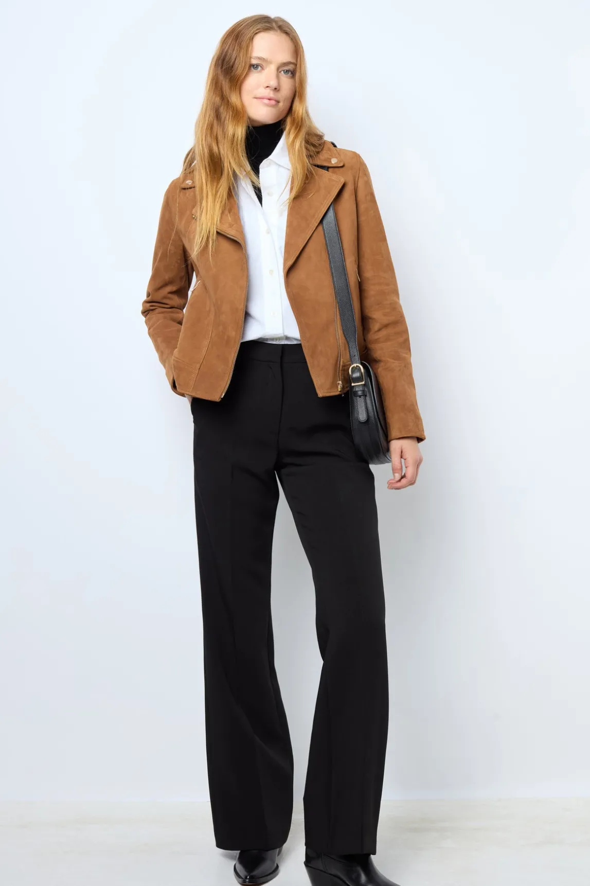 MAUD - Velvet leather biker jacket