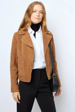 MAUD - Velvet leather biker jacket