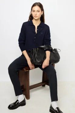 Navy blue fine wool polo shirt - JENNY