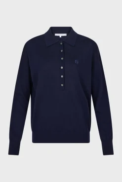 Navy blue fine wool polo shirt - JENNY
