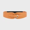 OLYMPE - Grainy leather belt with elastic back