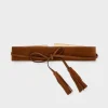 ORNA - Wide suede leather belt with tassels