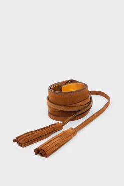 ORNA - Wide suede leather belt with tassels