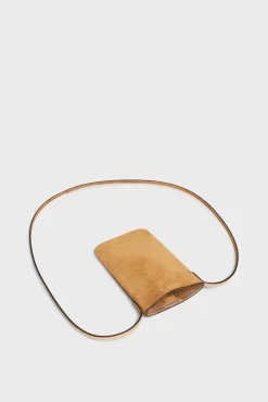 Phoneholder in suede leather metallic inside -LADYPHONE