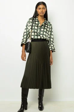 Plain pleated midi skirt - CHARLENE