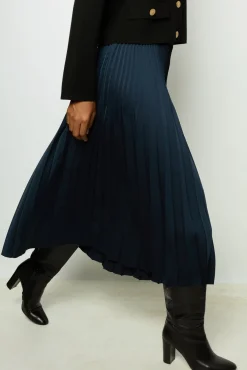 Plain pleated midi skirt - CHARLENE