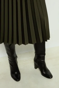 Plain pleated midi skirt - CHARLENE