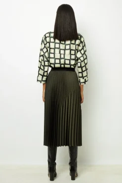 Plain pleated midi skirt - CHARLENE